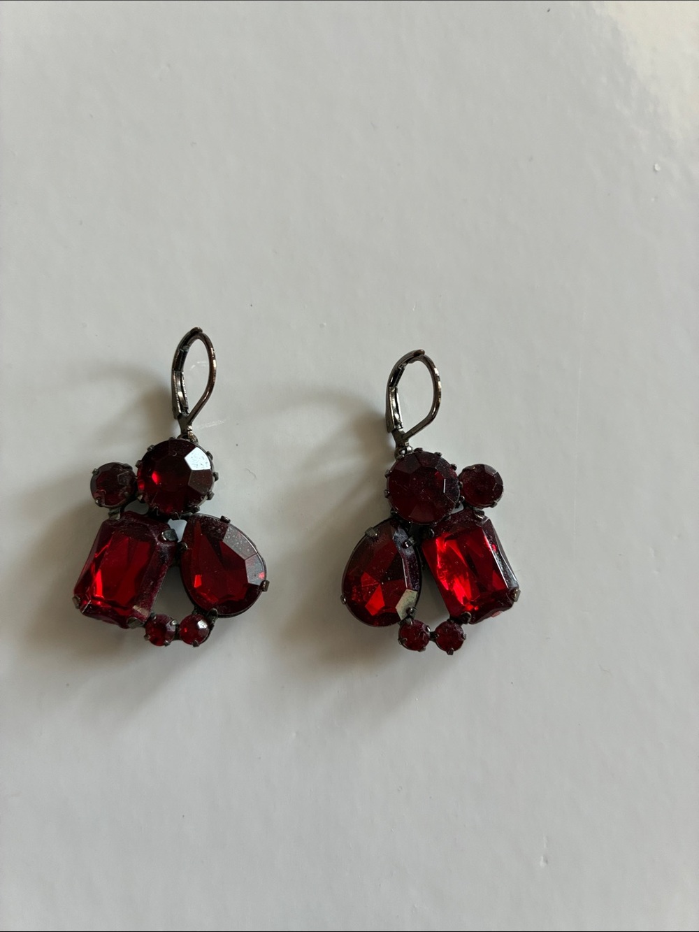 Konplott Deep Red Crystal Cluster Drop Earrings for Women from BallroomCollectio